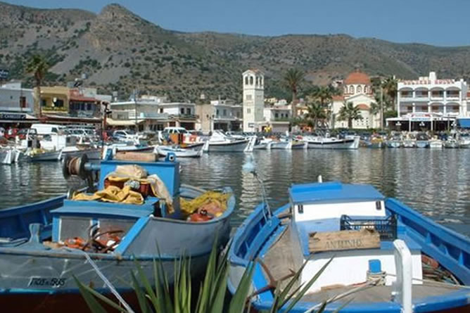 Historic Venetian Spinalonga fortress overlooking the blue sea